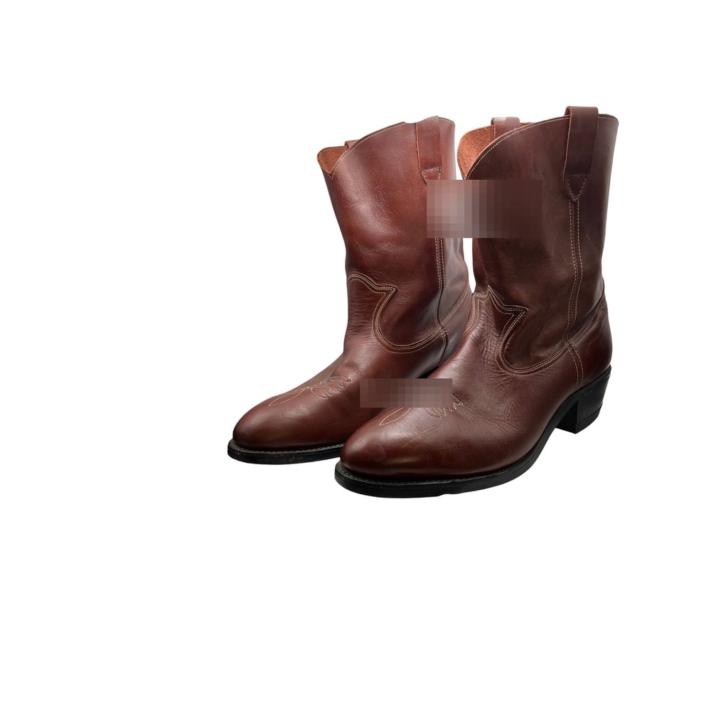 Mens Brown Leather Wellington Work Boots Mid Calf Pull On size 13 - Picture 2 of 15